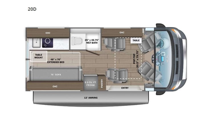 Representative floor plan provided by a trusted RVshare partner.