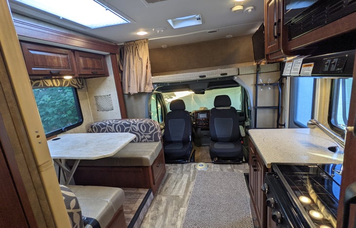 Driver Seats swivel 180 degrees so everyone can join the party