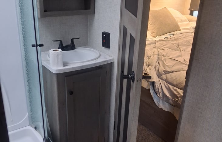 Enjoy walking m g straight from. Master to bathroom.