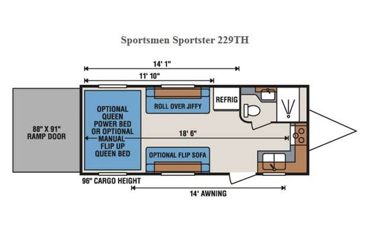 Representative floor plan provided by a trusted RVshare partner.