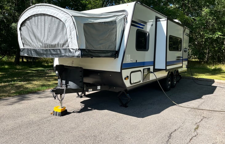 Front view with Bed and Slide out extended out.