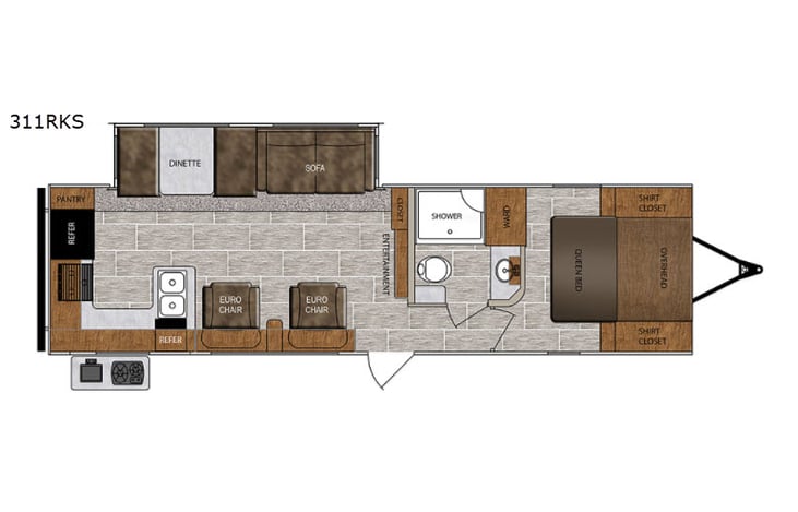 Representative floor plan provided by a trusted RVshare partner.
