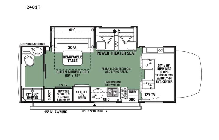 Representative floor plan provided by a trusted RVshare partner.