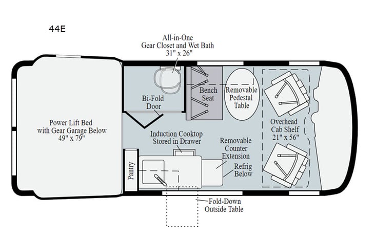 Representative floor plan provided by a trusted RVshare partner.