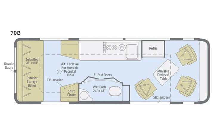 Representative floor plan provided by a trusted RVshare partner.