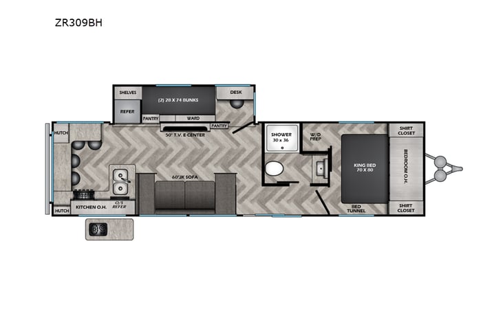 Representative floor plan provided by a trusted RVshare partner.