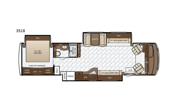 Representative floor plan provided by a trusted RVshare partner.