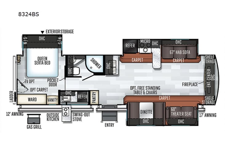 Representative floor plan provided by a trusted RVshare partner.
