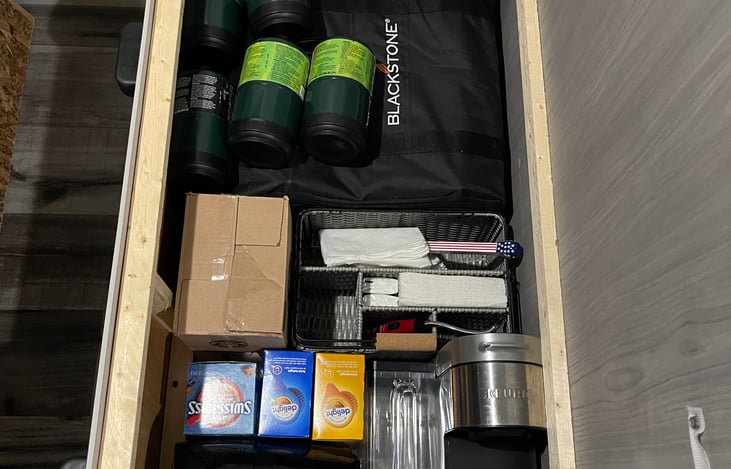 Miscellaneous supplies under table seat cushions!