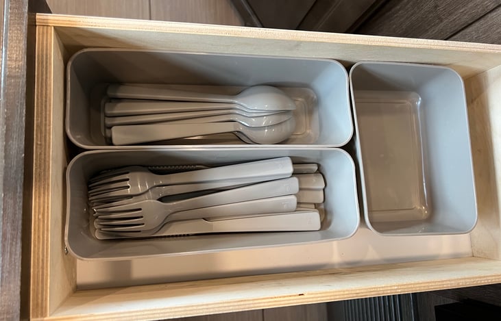 Reusable forks and spoons.