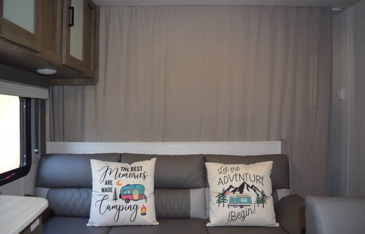 Divider closed, giving privacy to master bedroom area.