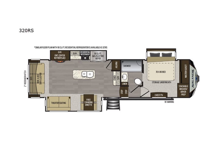 Representative floor plan provided by a trusted RVshare partner.