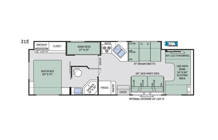Representative floor plan provided by a trusted RVshare partner.