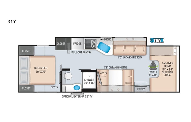 Representative floor plan provided by a trusted RVshare partner.