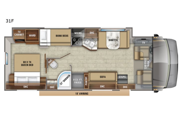 Representative floor plan provided by a trusted RVshare partner.