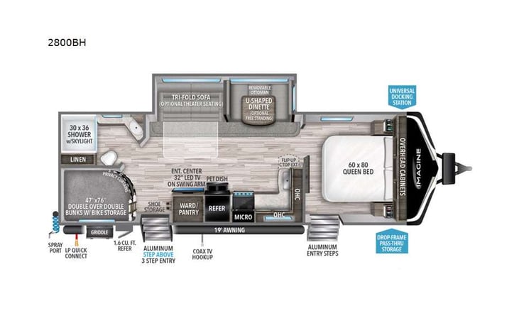 Representative floor plan provided by a trusted RVshare partner.