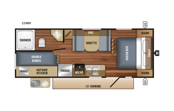 Representative floor plan provided by a trusted RVshare partner.