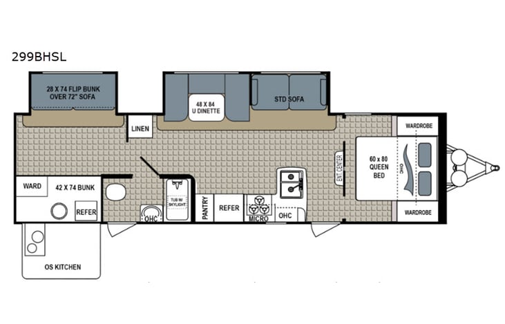 Representative floor plan provided by a trusted RVshare partner.