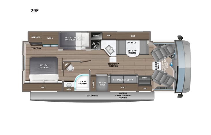 Representative floor plan provided by a trusted RVshare partner.
