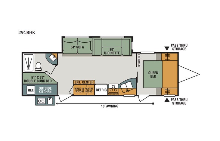 Representative floor plan provided by a trusted RVshare partner.