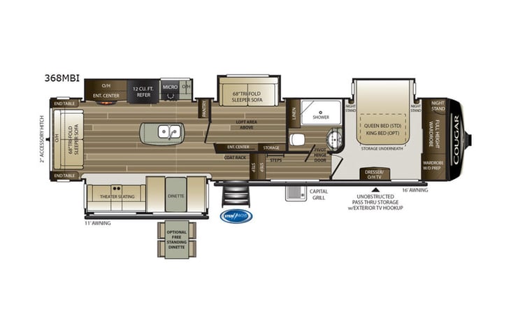 Representative floor plan provided by a trusted RVshare partner.