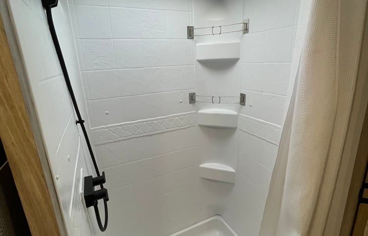 Big, roomy shower for this size camper.