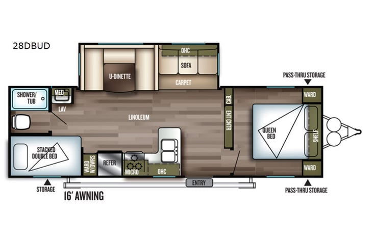 Representative floor plan provided by a trusted RVshare partner.