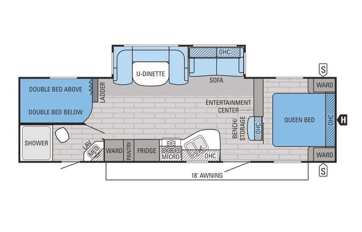 Representative floor plan provided by a trusted RVshare partner.