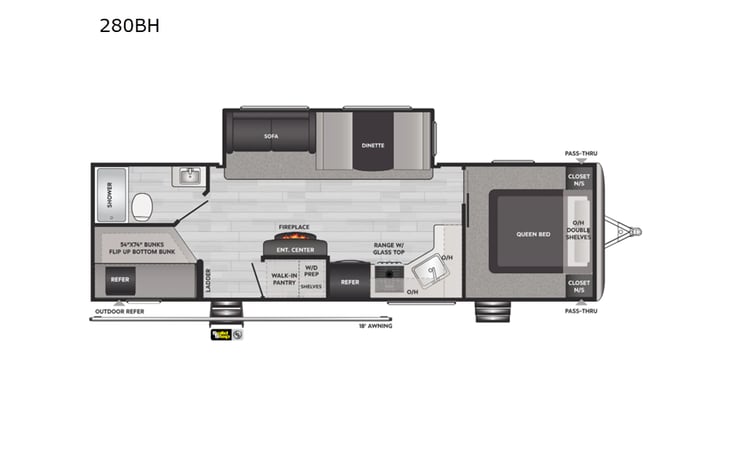 Representative floor plan provided by a trusted RVshare partner.