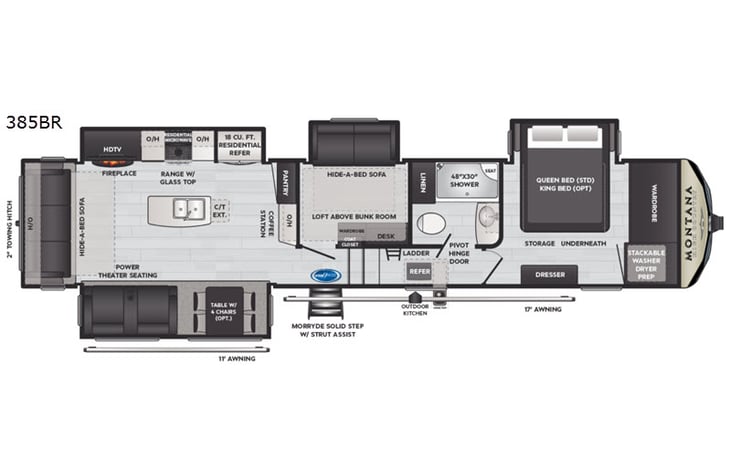 Representative floor plan provided by a trusted RVshare partner.