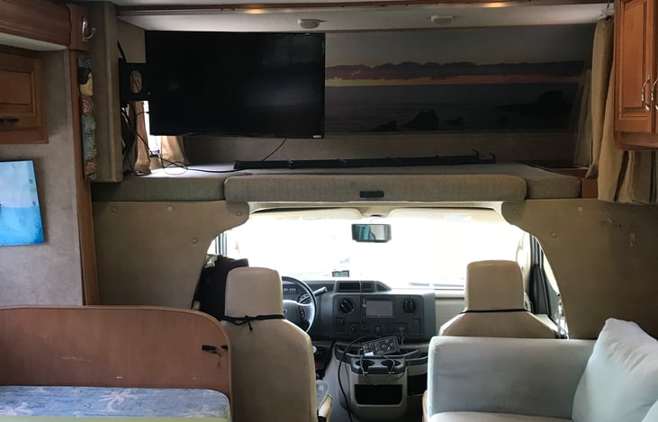 Forward view of cab and over cab bunk area