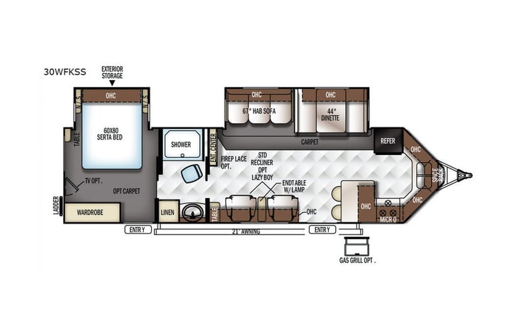 Representative floor plan provided by a trusted RVshare partner.