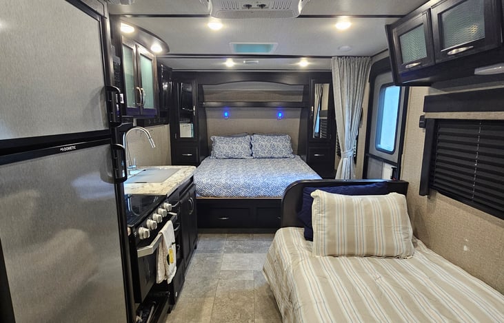 Comfort Layout: Big design in an ultra lite travel trailer.
