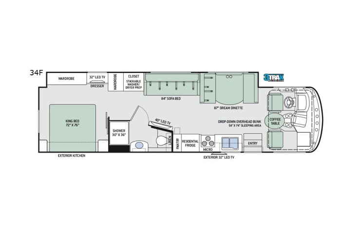 Representative floor plan provided by a trusted RVshare partner.