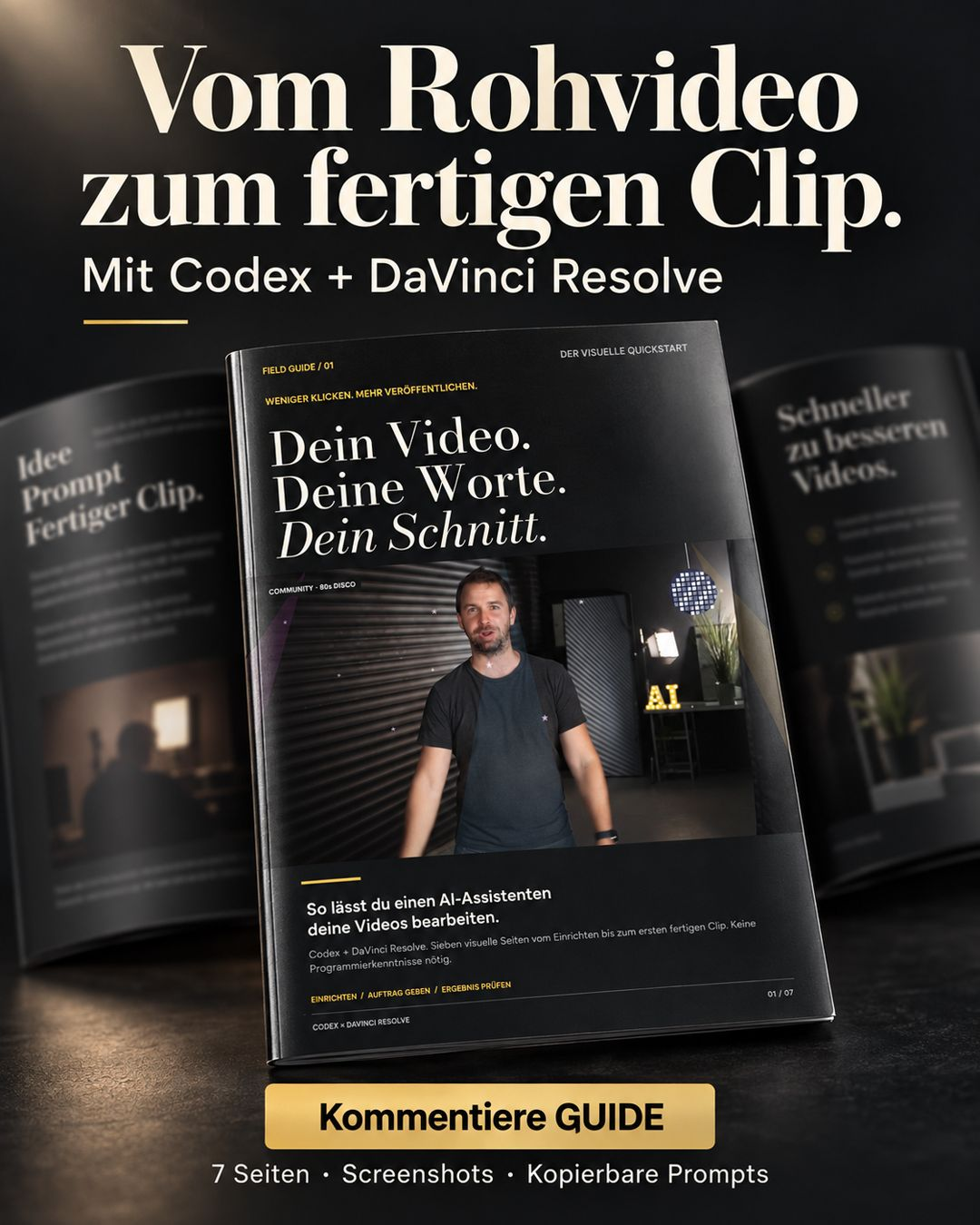 Vom Rohvideo zum fertigen Clip: Der visuelle Guide für Codex und DaVinci Resolve als dunkles Magazin.