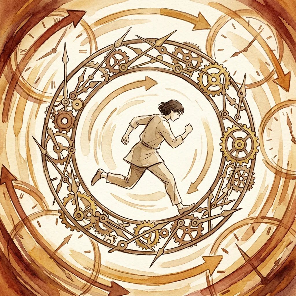 Person im Hamsterrad der Zeit