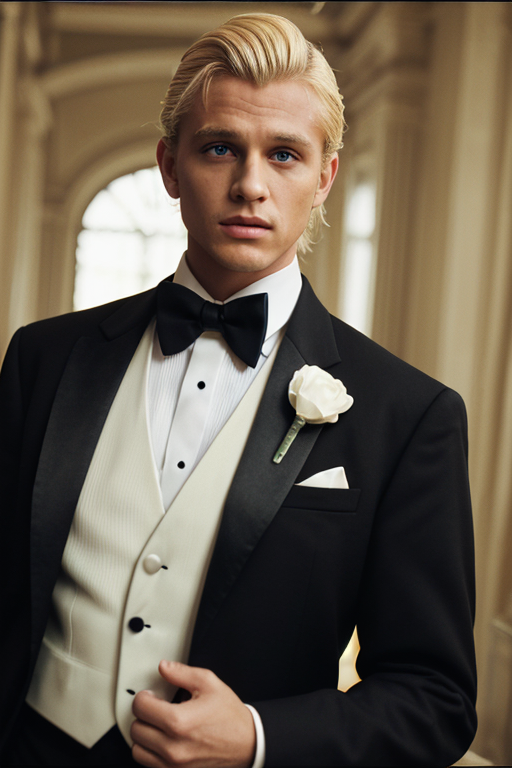 cinematic photo of a man in a tux