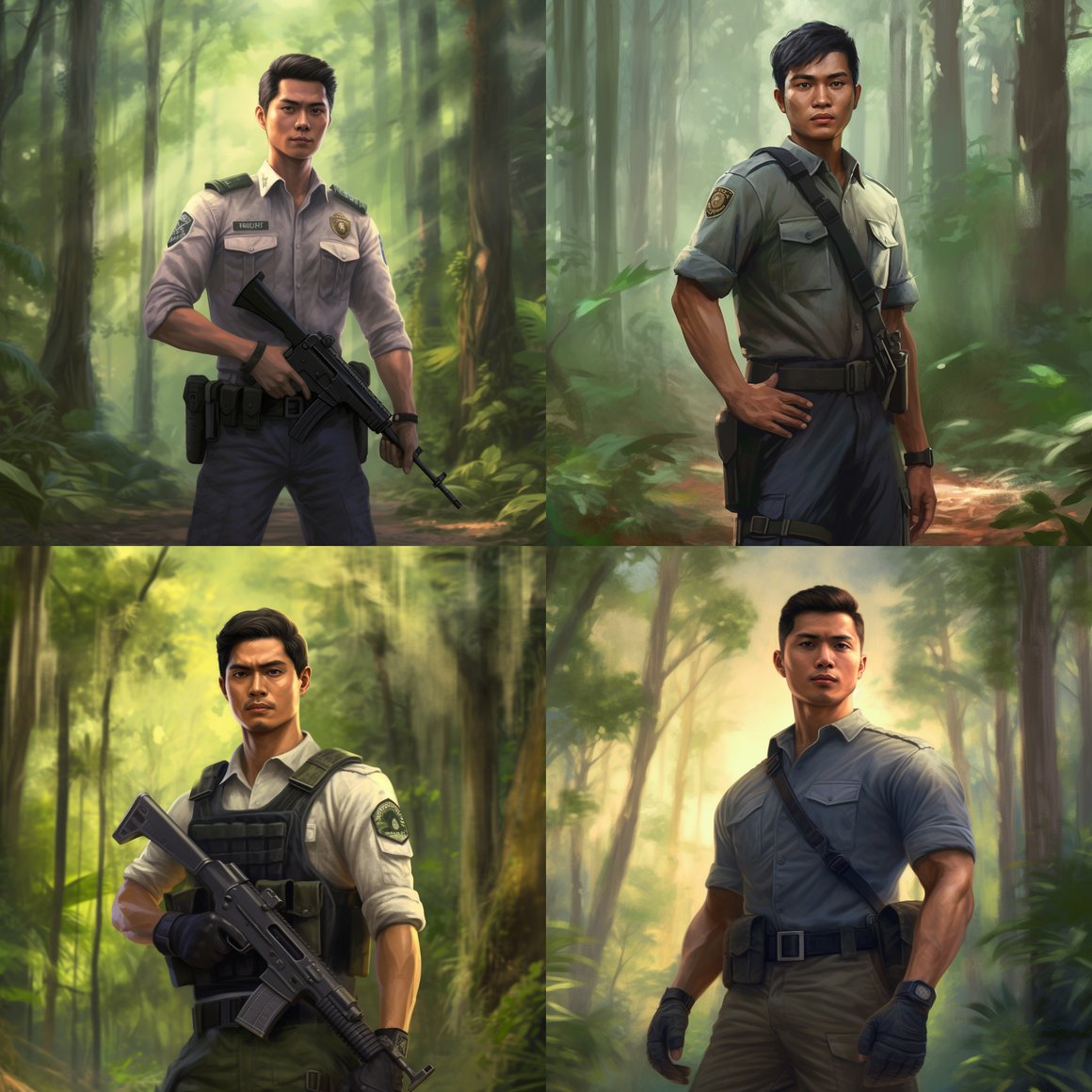 Handsome Young Asian Ranger in the Wild