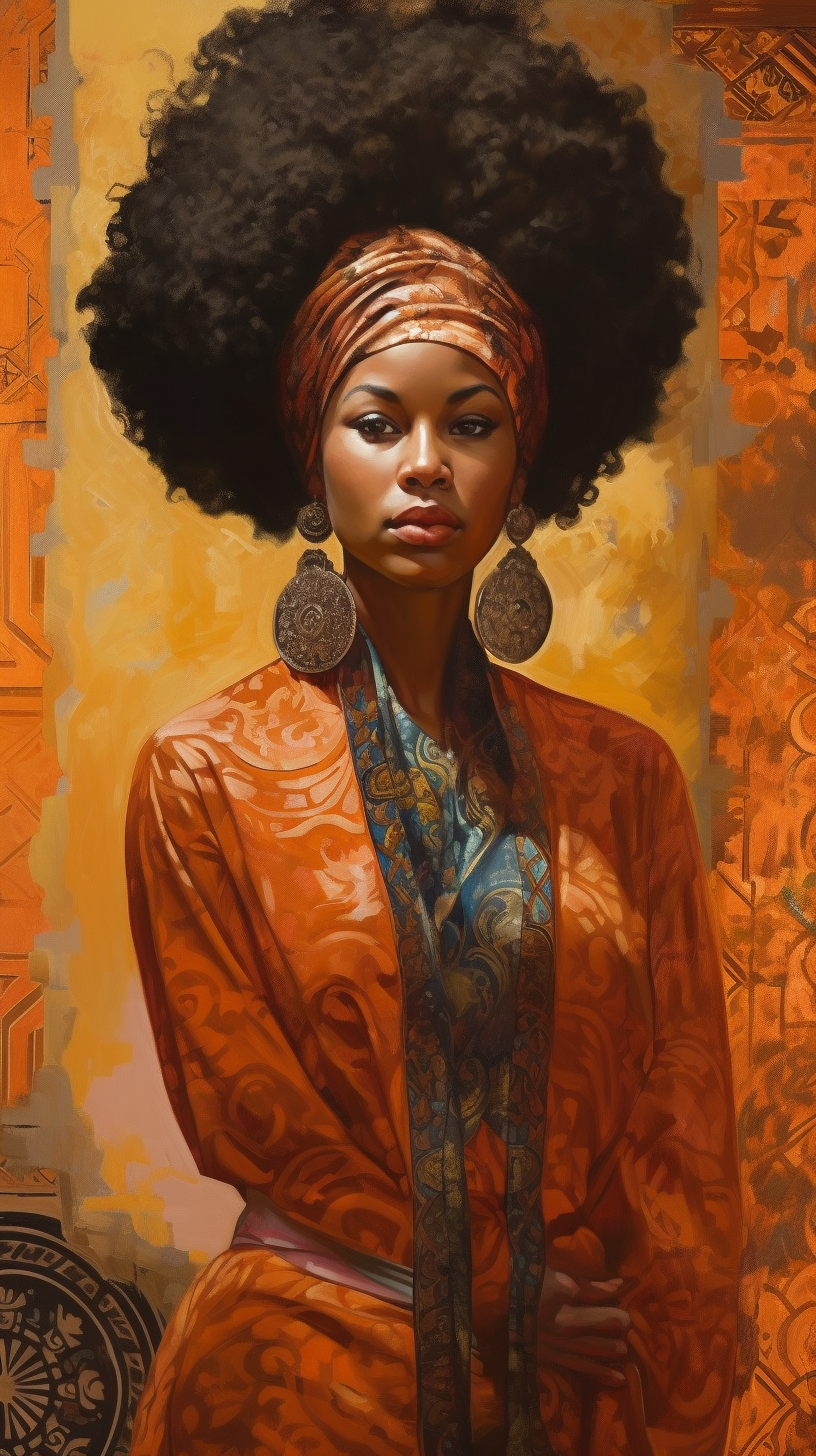 Retro Afro-Queen in Leyendecker Style