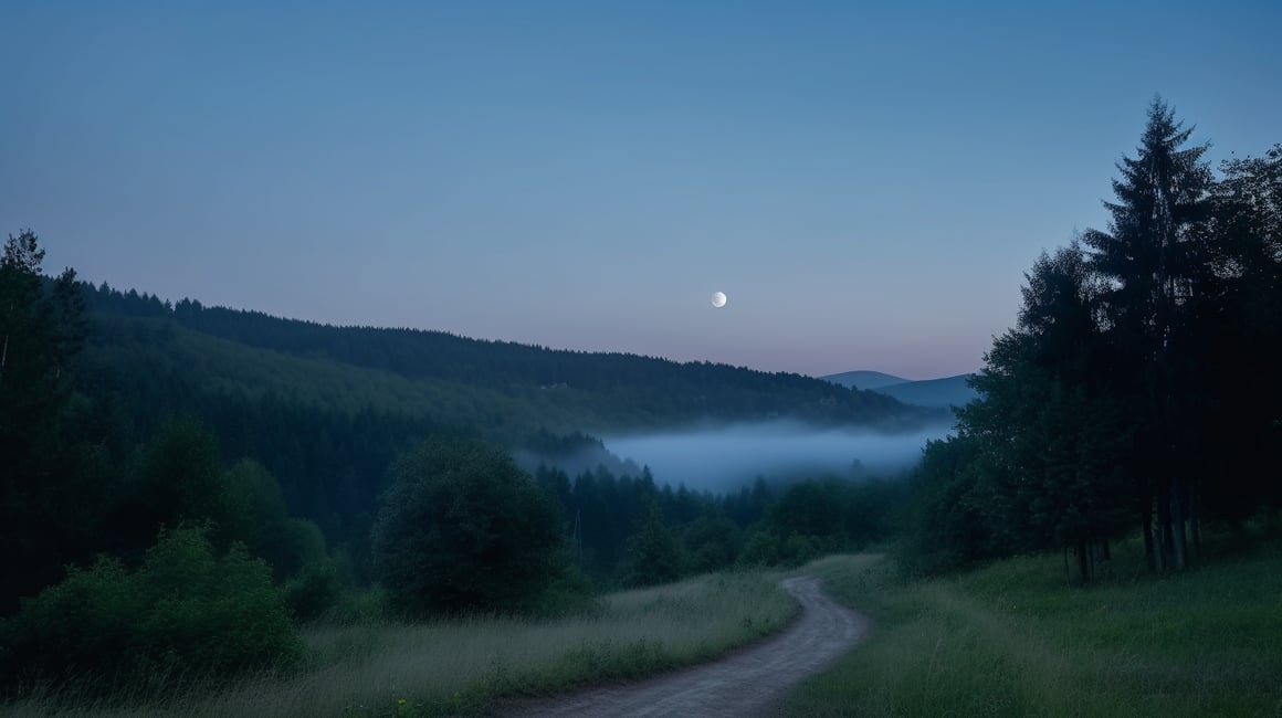 Summer Moonlight on a Solitary Valley Road