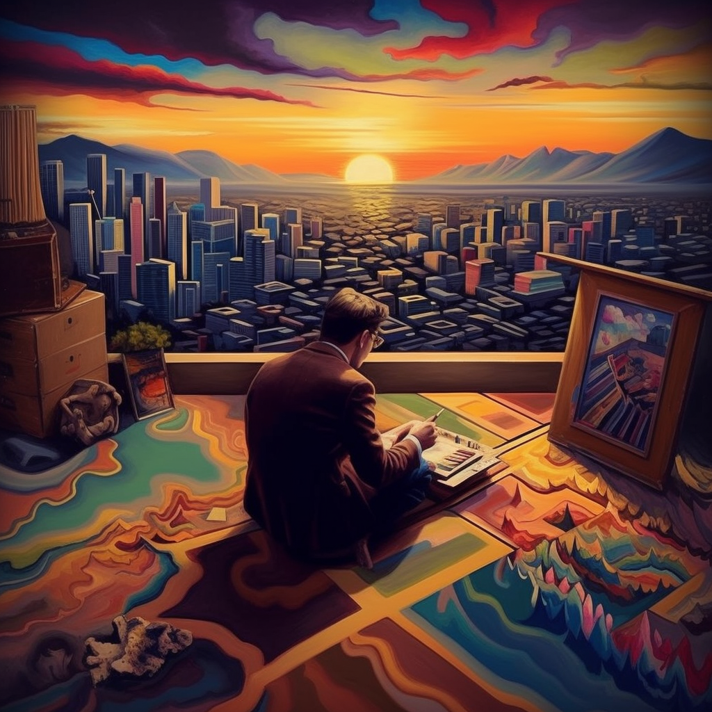 Retro Skyscape: A Pop Art Odyssey