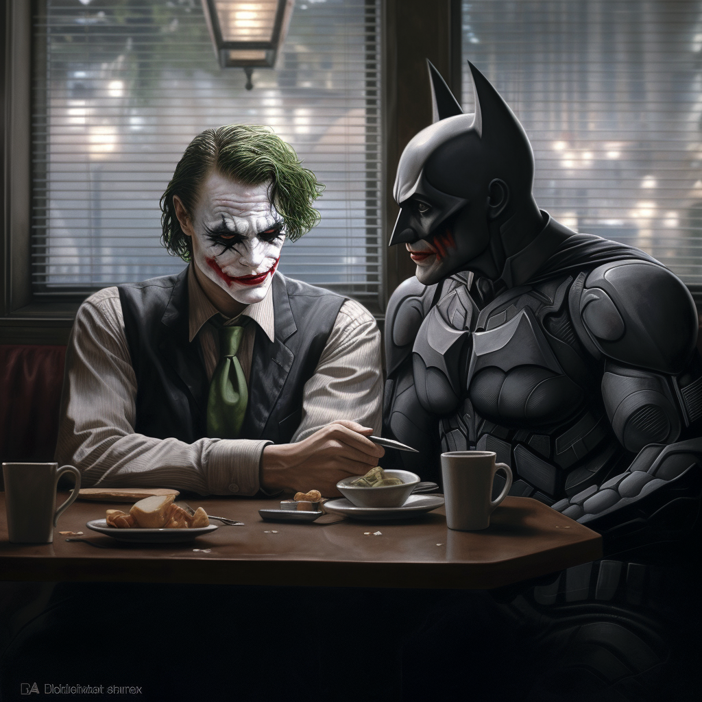 A Tense Meal: Batman and Joker's Mid-Journey Burger Break