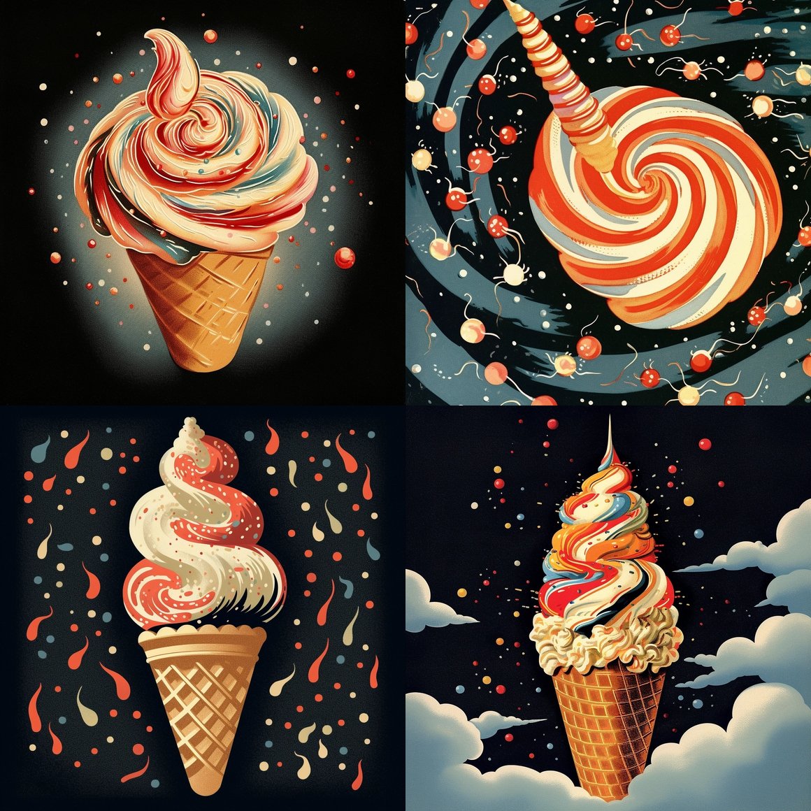 Retro Delight: Vintage Sprinkles Ice Cream Illustration