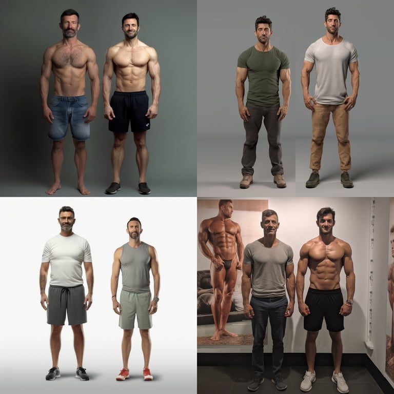 A Comparative Full Body Portrait of a Man's Fitness Journey Prompt ...