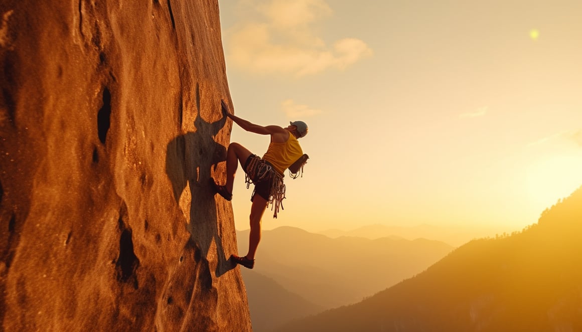 Climber's Golden Hour Ascent