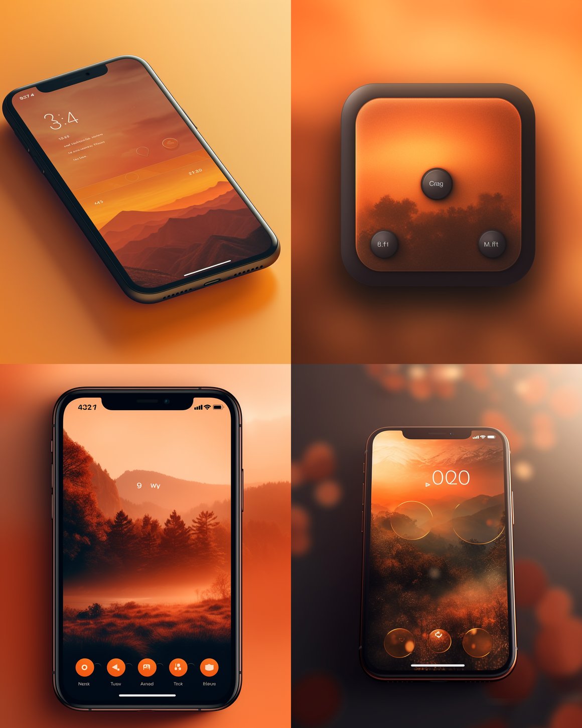 Mid-Travel Cinematic iPhone 14 App Icon Design in Warm Orange Tones