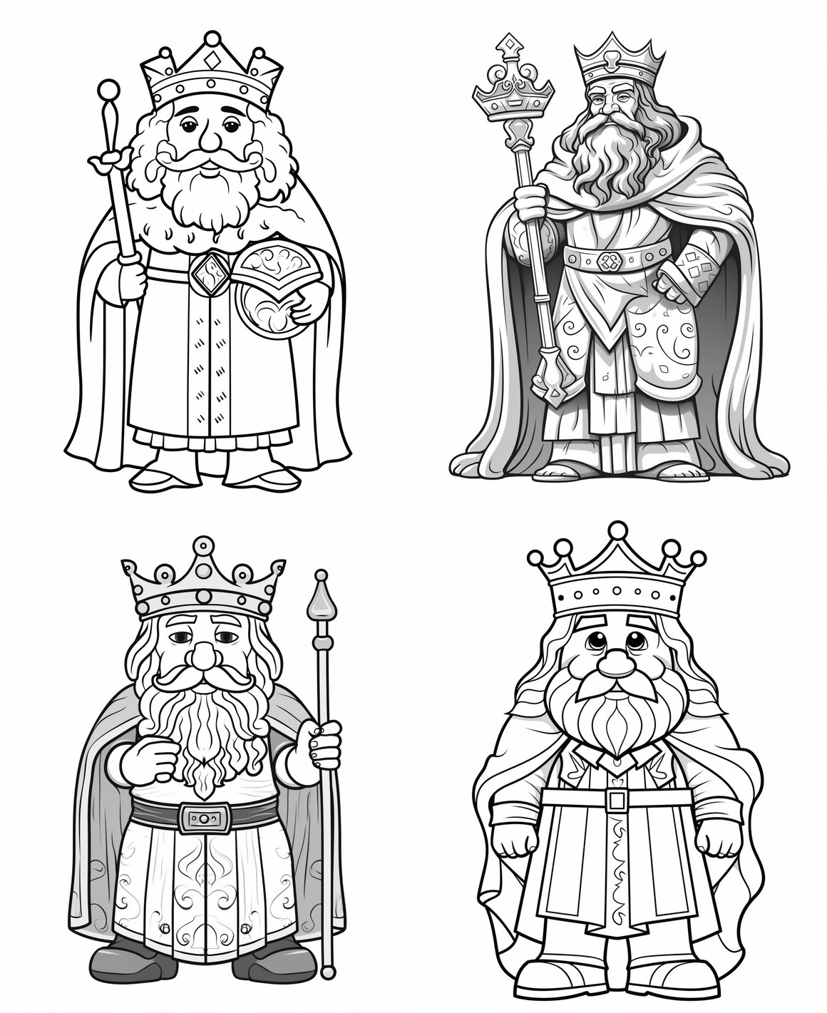 Simple Cartoon-style Coloring Page of King Saul for Kids