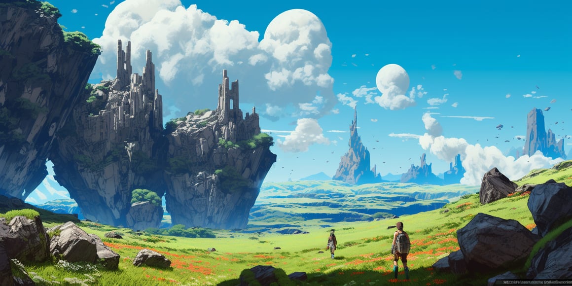 Anime Style Cel Shaded Rocky Terrain Concept Art Exploration