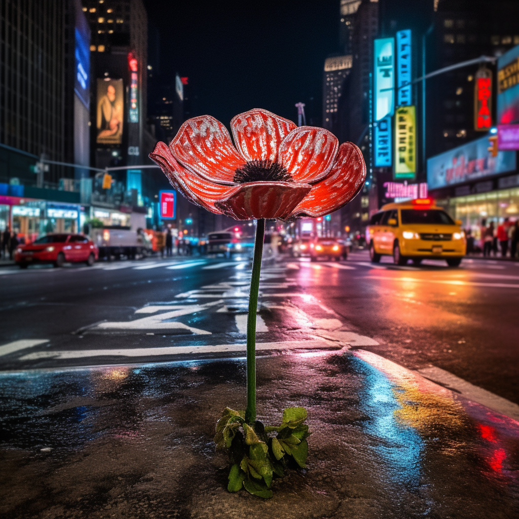 Midnight Blossom: An Urban Poppy in the Heart of NYC