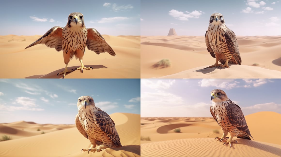 Welcoming the Digital Falcon in the Kuwait Desert - 4K, Aspect Ratio 16:9